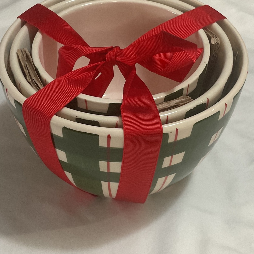 Festive Green and Red Plaid Holiday Bowls